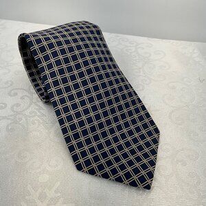 Brooks Brothers 346 Pure Silk Navy &‎ Beige Checkered Mens Tie